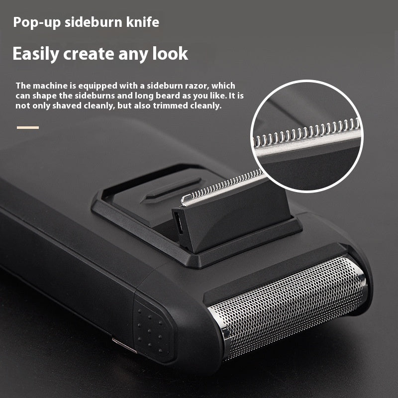 Reciprocating Electric Shaver with Pop-up Sideburns - Rechargeable Skin Care Razor
