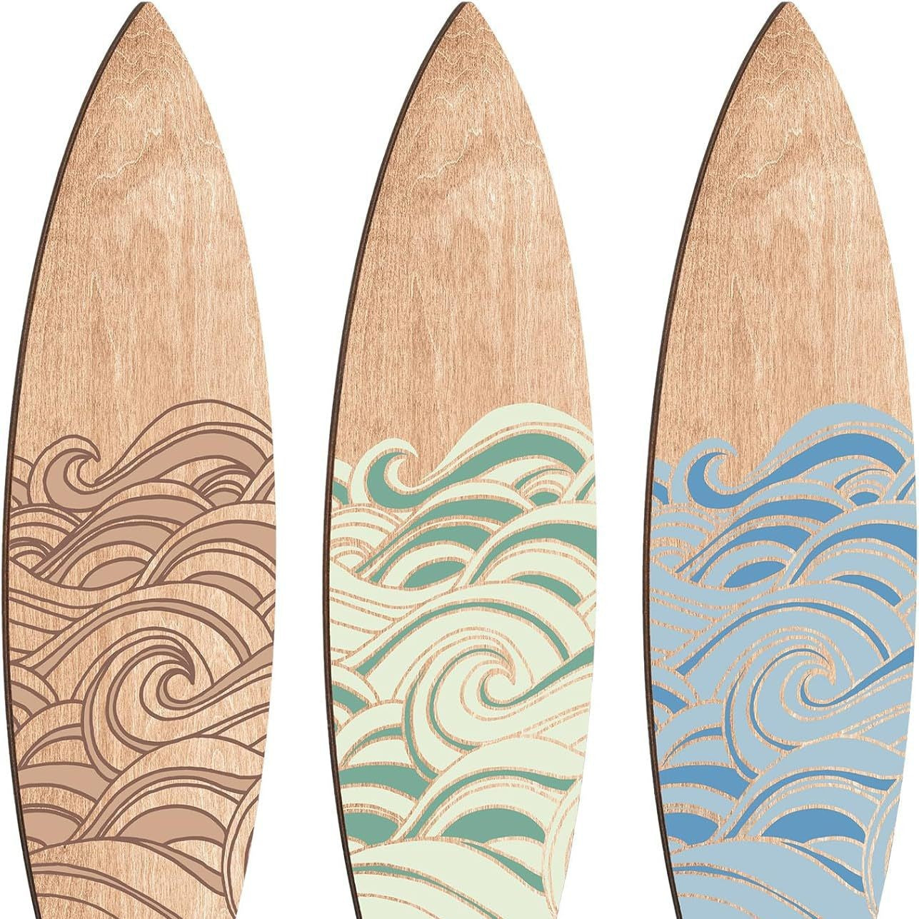 Wooden Beach Surfboard Wall Decoration Set - 3 Pieces European Style