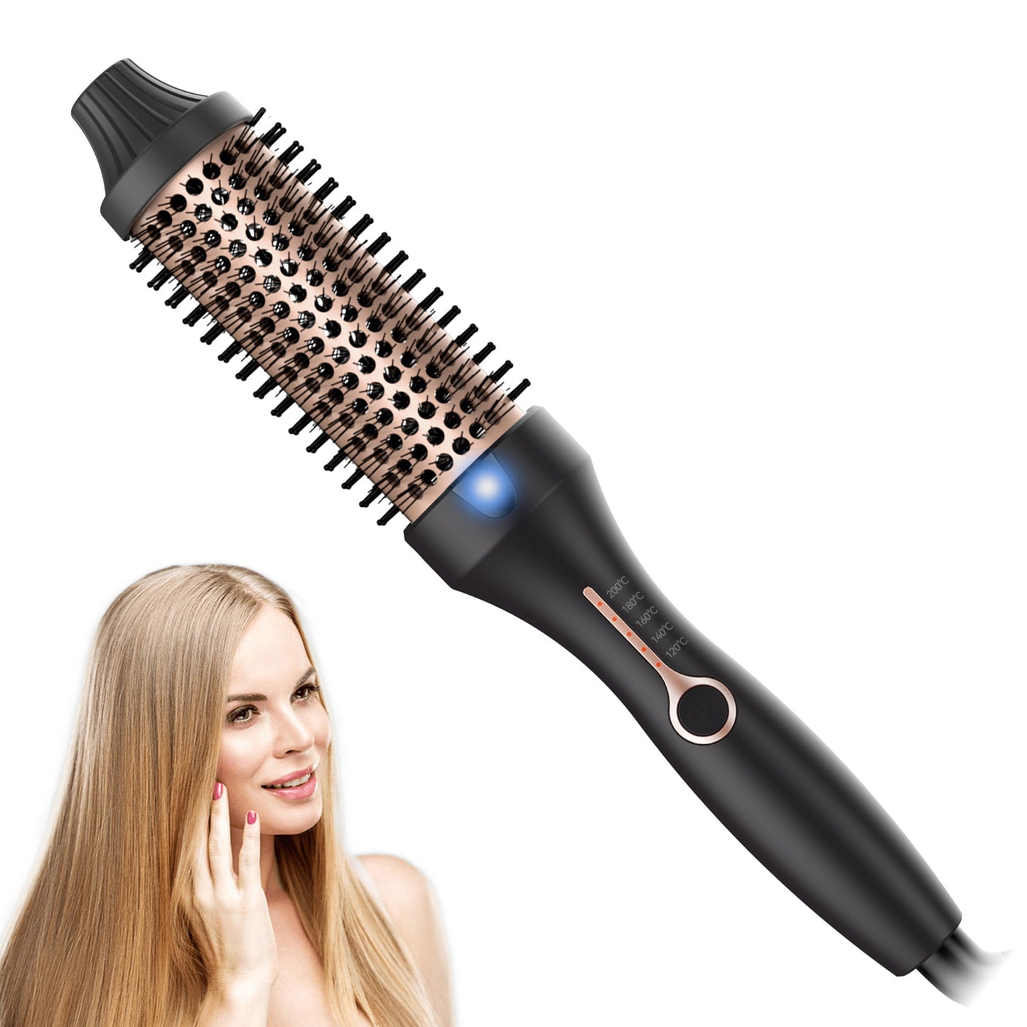 3-in-1 Hot Air Styling Brush - 38mm Ceramic Thermal Curling & Straightener
