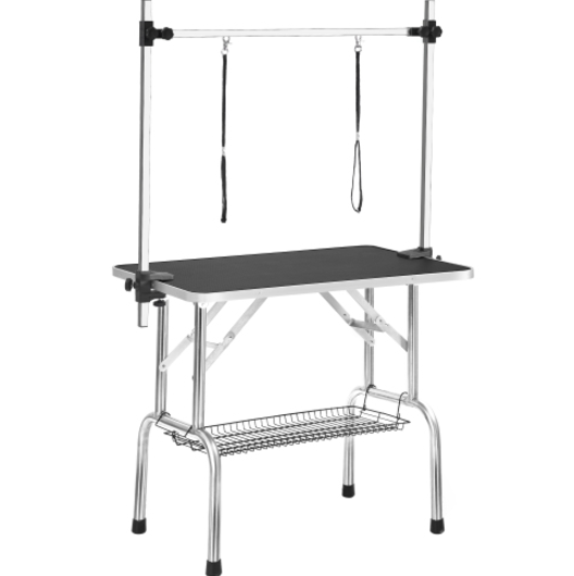 Large Adjustable Heavy Duty Pet Grooming Table with Armrest & Grid Tray