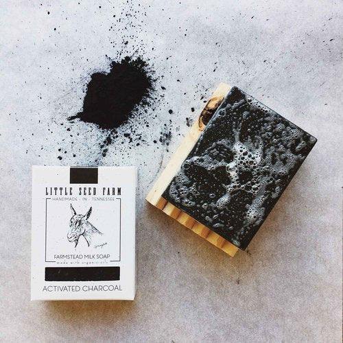 Little Seed Farm Activated Charcoal Bundle - Moisturizer + Soap + Elasticity Serum + Facial Mist Toner