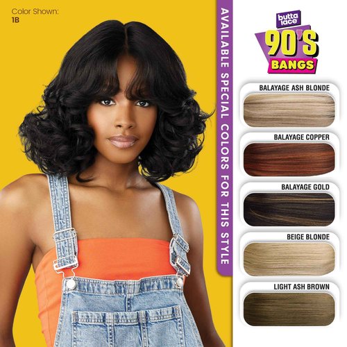 Sensationnel Butta Lace 90Sbangs Wigs - Unit 914 Glueless Wide Deep Part Synthetic Preplucked Hairline (BALAYAGEGOLD)