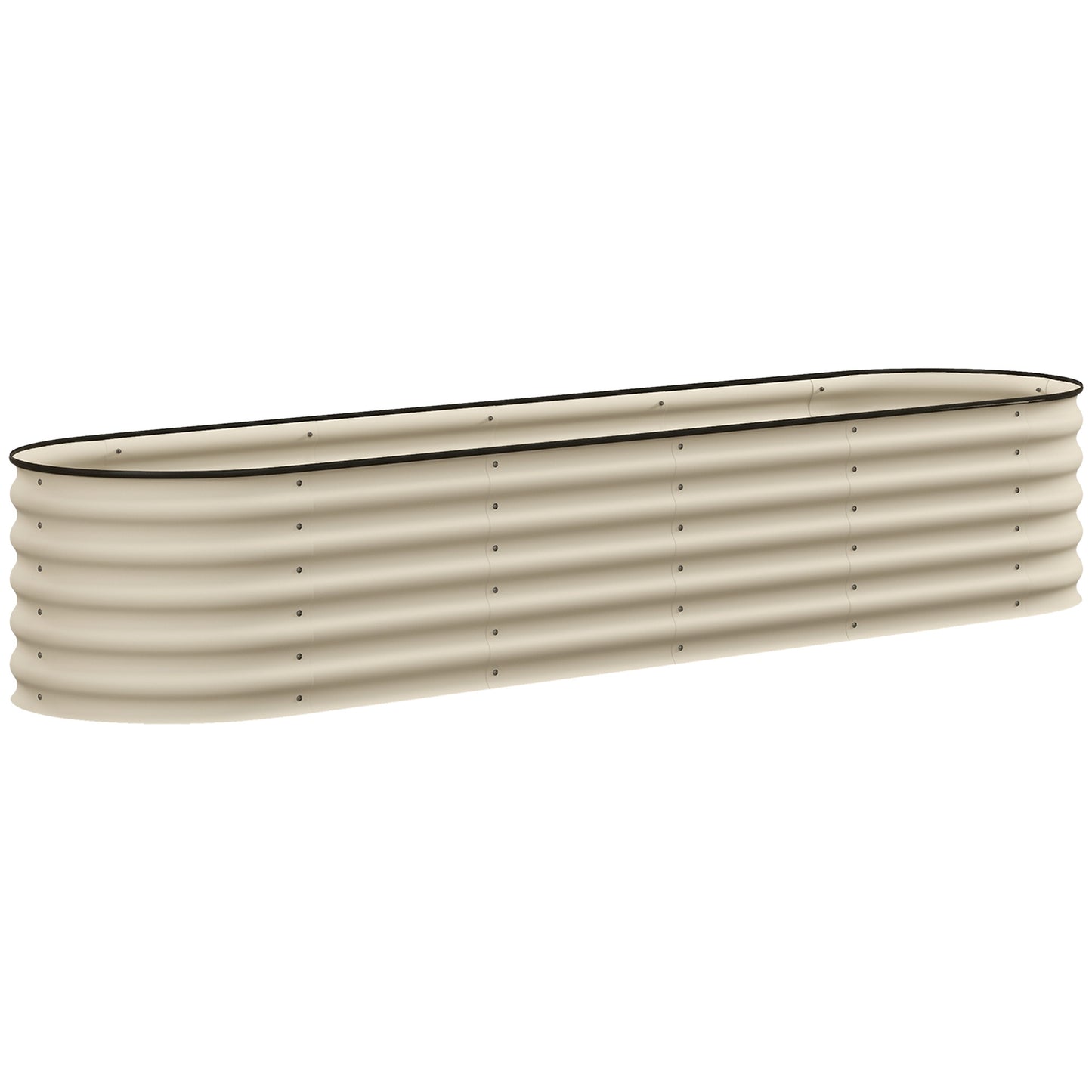 Galvanized Raised Garden Bed Kit - Metal Planter Box with Safety Edging, Cream