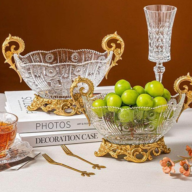 Glass Three-Legged Fruit Plate with Handles - Modern Minimalist Home Decor