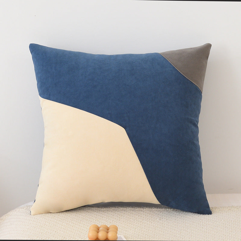 Nordic Solid Color Geometric Stitching Pillow Cover - Washable Cotton