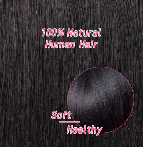 Essent Seamless Sleek Straight Clip in Hair Extensions Seamless Real Human Hair, 16 Inch 1Pack 130g 7Pcs Human Hair Extensions for Women Natural Black