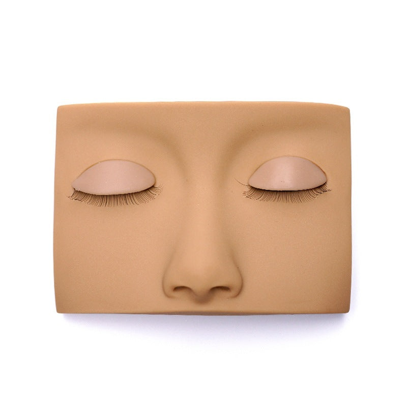 False Eyelash Practice Face - Multi-functional Makeup Tool, Brown Half Face