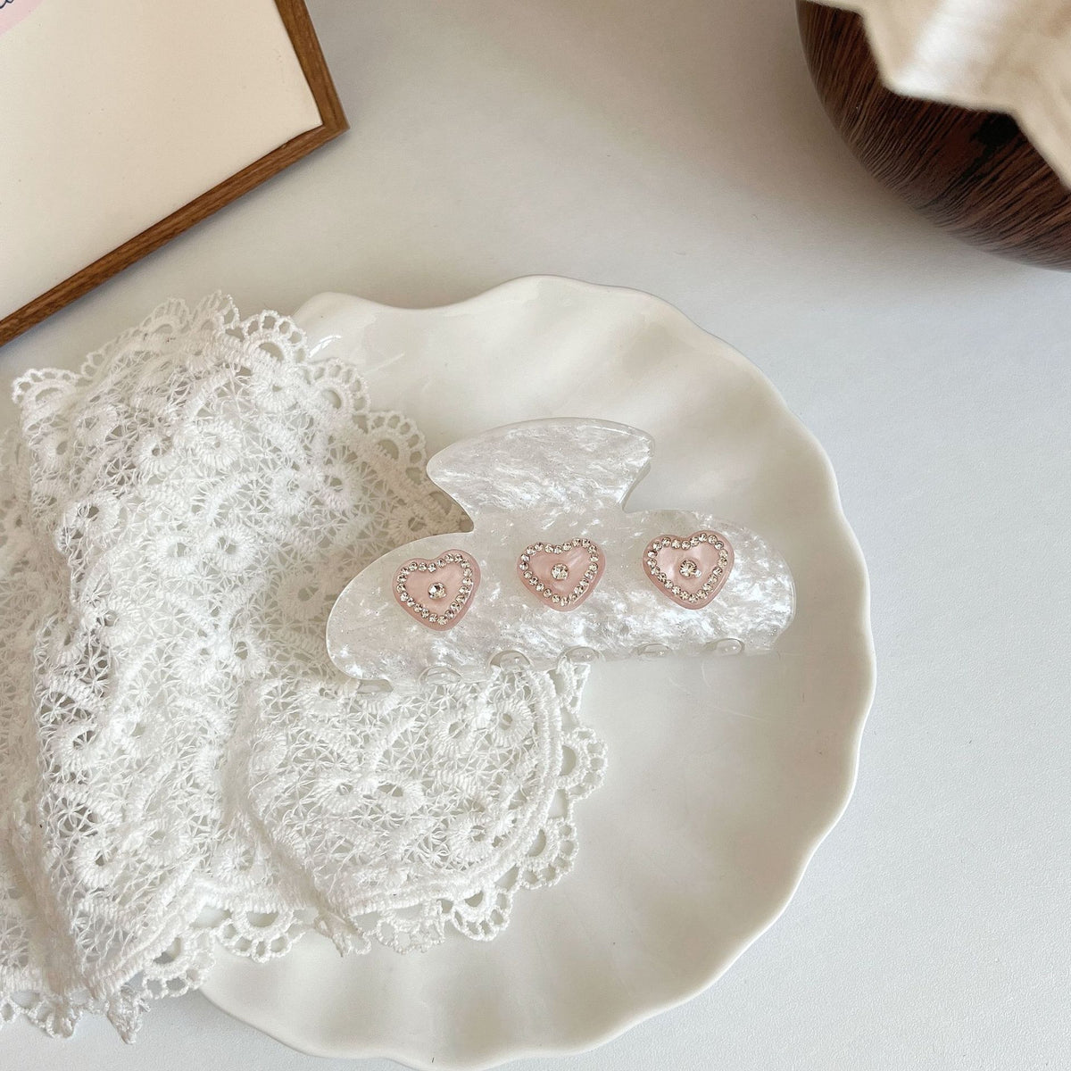 Korean Heart Hair Clip Sparkle Acetate