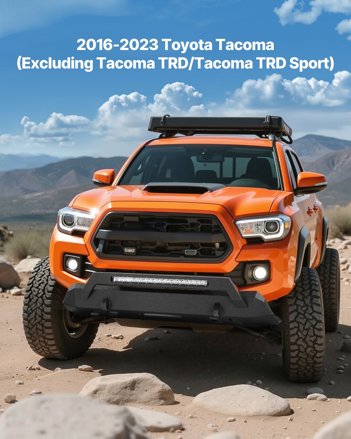 Toyota Tacoma Front Bumper with LED Light Bar for 2016-2023 Off-Road Pickup