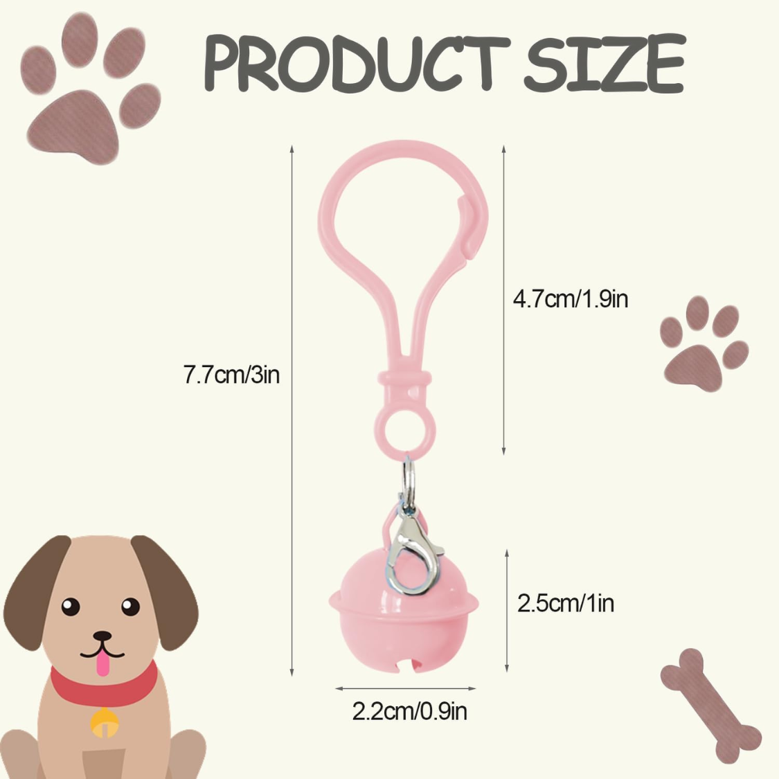 Multicolor Pet Bell Set for Collars - 6 Louder, Crackling Dog & Cat Charms with Clasps