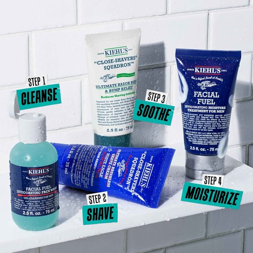 Kiehl's Men's Shaving Regimen Gift Set - $88 Value Including Face Wash, Shaving Cream, After Shave Gel & Face Moisturizer - For All Skin Types