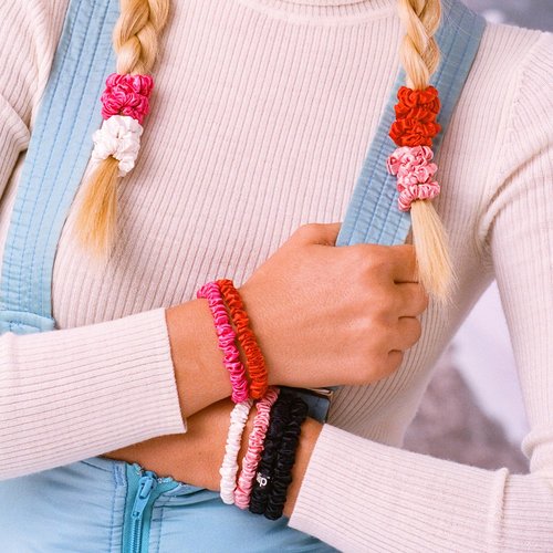 slip Skinny Scrunchies in Holiday Cracker Packaging: Anti-Crease, Anti-Breakage Slipsilk™ Design Protects Delicate Hair | Includes 10 Pure Silk Scrunchies, Jean