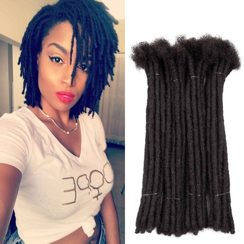 Lovenea Crochet Dreadlocks Extensions 10 Inch 40 Strands 100% Human Hair Locs Extensions All Handmade Crochet Permanent Loc Extensions Diameter 0.6 cm Natural Black Color (10 Inch, 40 Strands)
