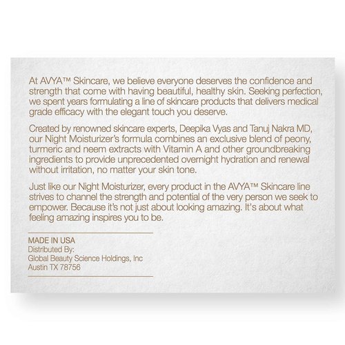 AVYA Night Moisturizer (1.7oz) - Advanced Ayurvedic Skincare/Retinol Cream with Antioxidants/Reduces Fine Lines and Wrinkles