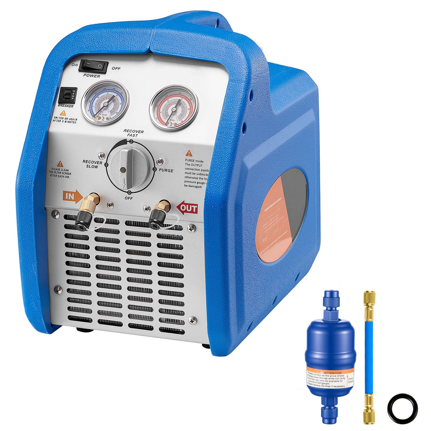 Portable Refrigerant Recovery Machine 3/4 HP HVAC AC Recycling Unit