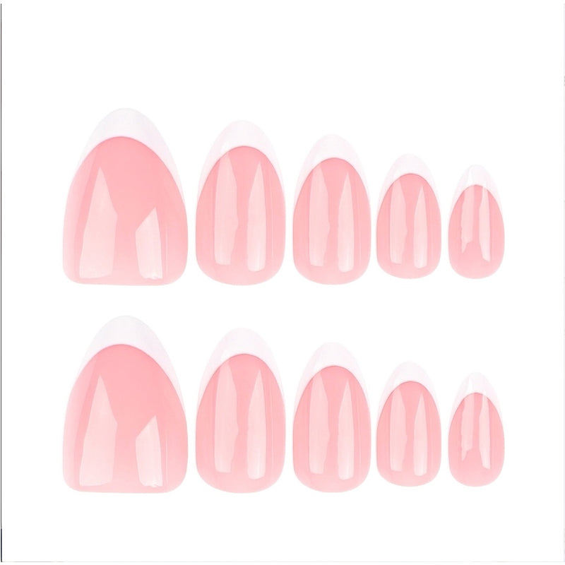 24-Piece Short Almond Press-On Nails - Minimalist French Tip Oval Set