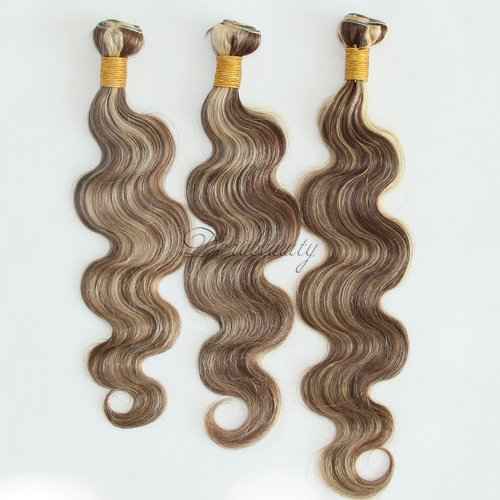 8A Highlight Blonde Human Hair 3 Bundles P4/613 Two Tone Brown Mixed Ombre Body Wave Brazilian Virgin Human Hair 10 12 14 inch
