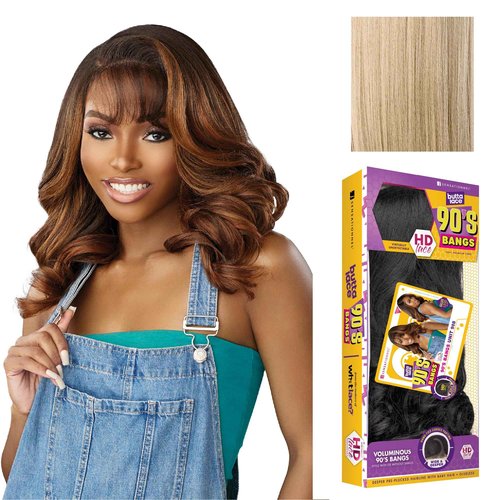 Sensationnel Butta Lace 90Sbangs Wigs - Unit 908 Glueless Wide Deep Part Synthetic Preplucked Hairline (BEIGEBLONDE)
