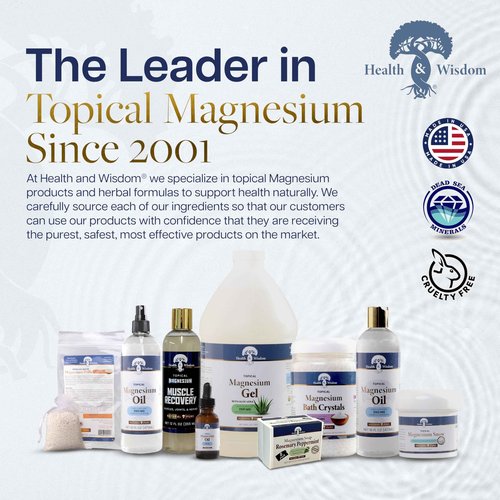 Health & Wisdom Pure Magnesium Oil with Aloe Vera - Topical Muscle & Joint Relief- Natural and Pure Skin Moisturizer - Enhanced Absorption - 64 fl oz