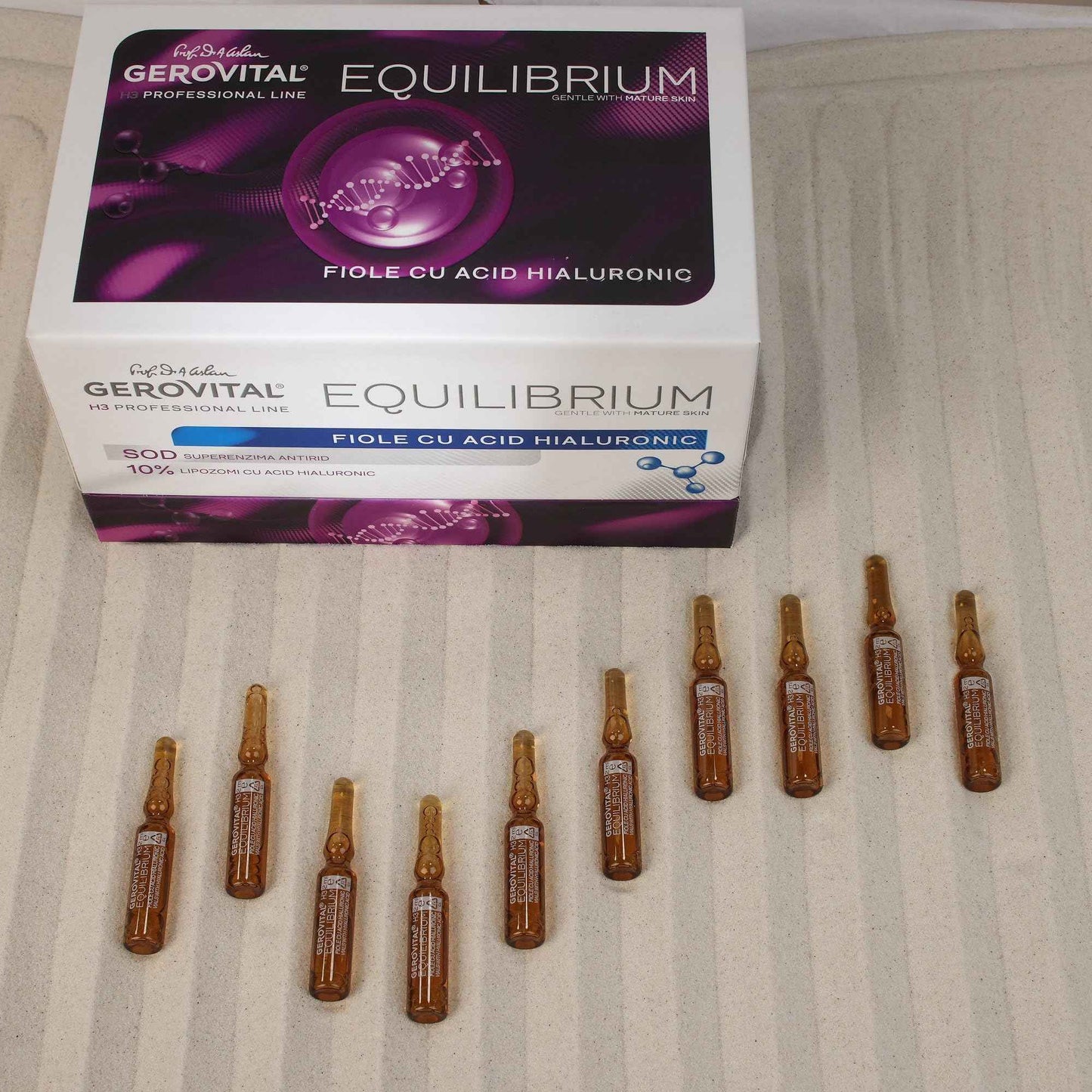 Gerovital EQUILIBRIUM Hyaluronic Acid Vials with 10% Liposomes | Intensely Moisturizing and Smoothing Serum for Wrinkles and Fine Lines | Professional Product | 20 Ampoules x 2 ml