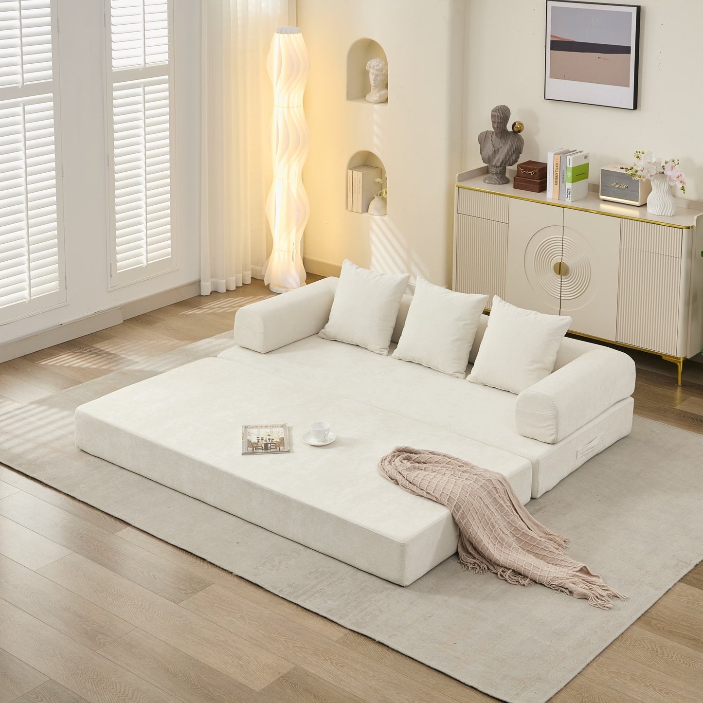 Comfy Convertible Folding Mattress Couch, Floor Sofa Bed, Chenille