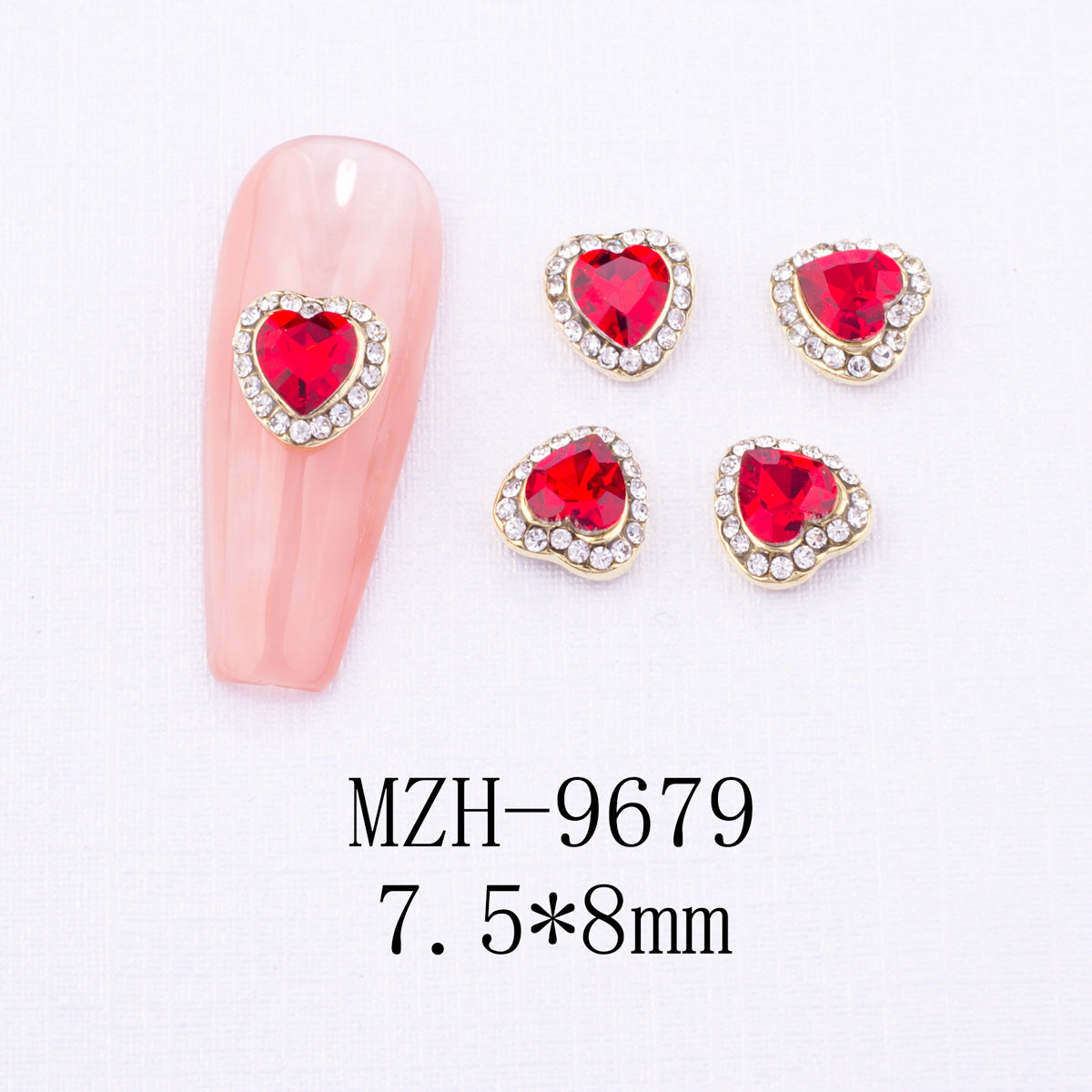 Glass Nail Decorations with Red Bow Design - Assorted Series