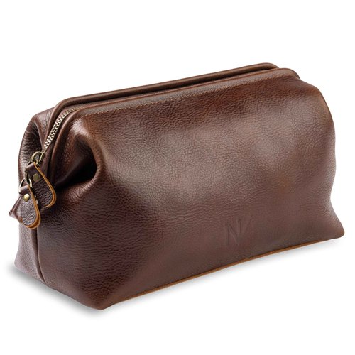 NV Holders Premium Genuine Leather Toiletry Bag for Men - The Ultimate Travel Dopp Kit and Hygiene Organizer, Perfect Men's Toiletry Travel Bag (Brown)