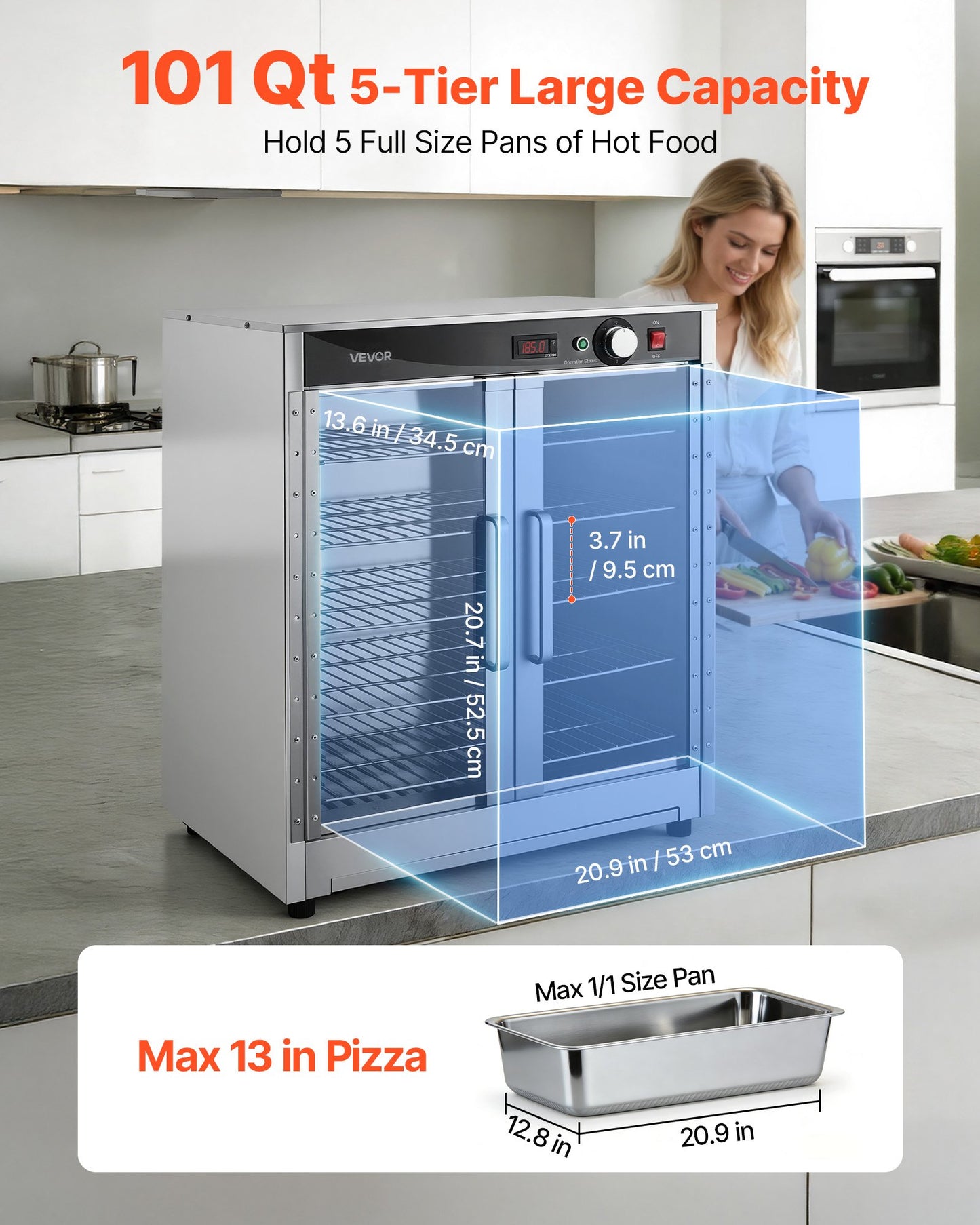 Electric Food Warmer Cabinet - 5-Tier Stainless Steel Warming Oven for Restaurant & Kitchen