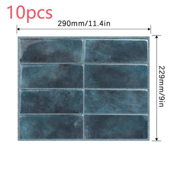 Waterproof 3D Self-Adhesive Wall Sticker for Kitchen Bathroom - High Temp Resistant