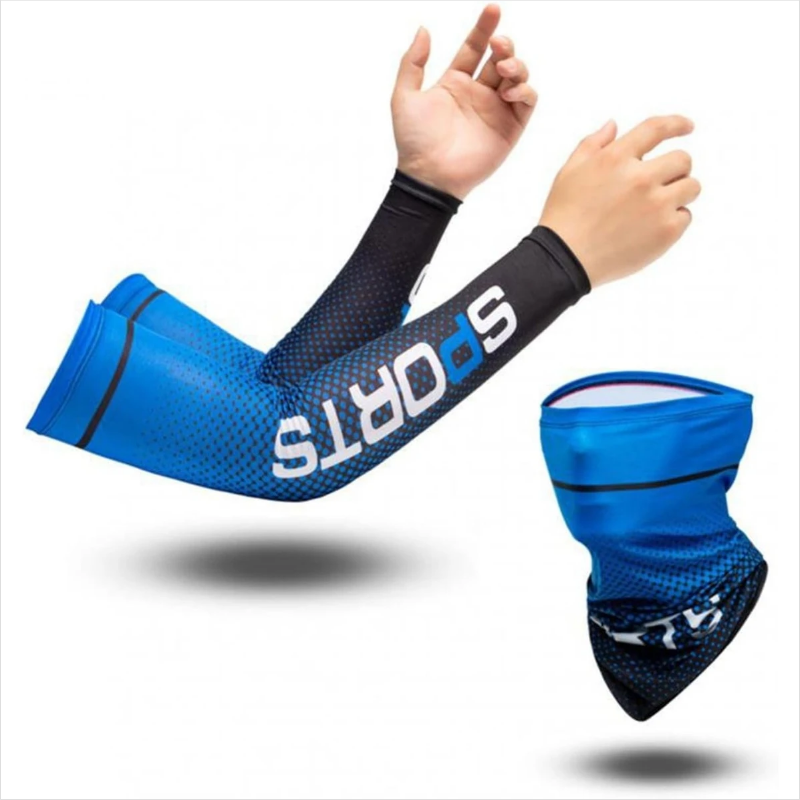 UV Resistant Ice Silk Cooling Set - Arm Sleeves & Face Mask Scarf