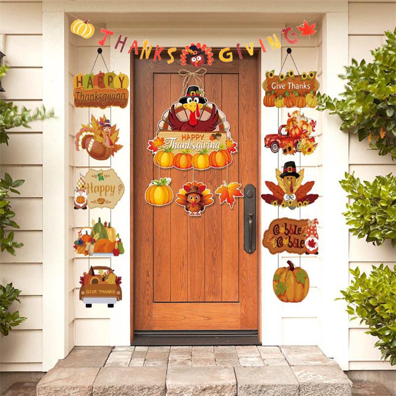 Thanksgiving Decoration Set - Autumn Harvest Flag & Hanging Flags for Party & Home
