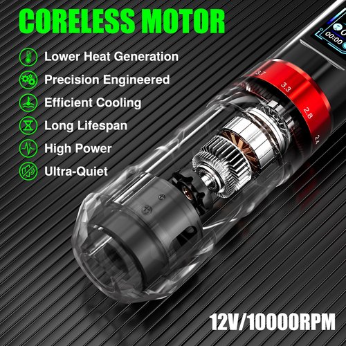 Tuffking Tattoo Kit - Wireless Tattoo Gun Kit, Professional Rotary Tatoo Pen Machine with 6 Strokes Length,1600mAh Battery, 20pcs Cartridge Needles for Artist and Beginners Tattoo Supplies(Red)