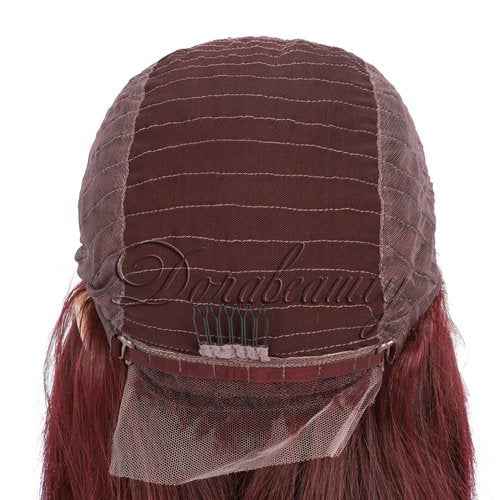 Dorabeauty Short Bob Wigs Color Burgundy #99j Human Hair Lace Front Wigs for Black Women 130% Density 12" Inch Pre Plucked Hairline with Baby Hair