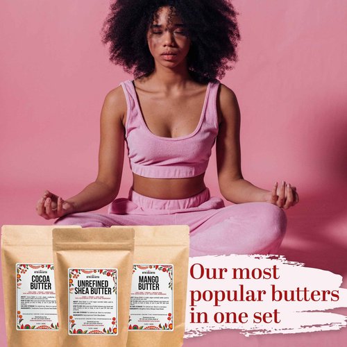 Better Shea Butter Set of Raw Shea Butter, Raw Mango Butter, Unrefined Cocoa Butter For Soap Making and DIY Body Butters, Lip Balms, Body Lotions - Each Butter is 16 oz Making 48 oz Total (3-Pack Set)