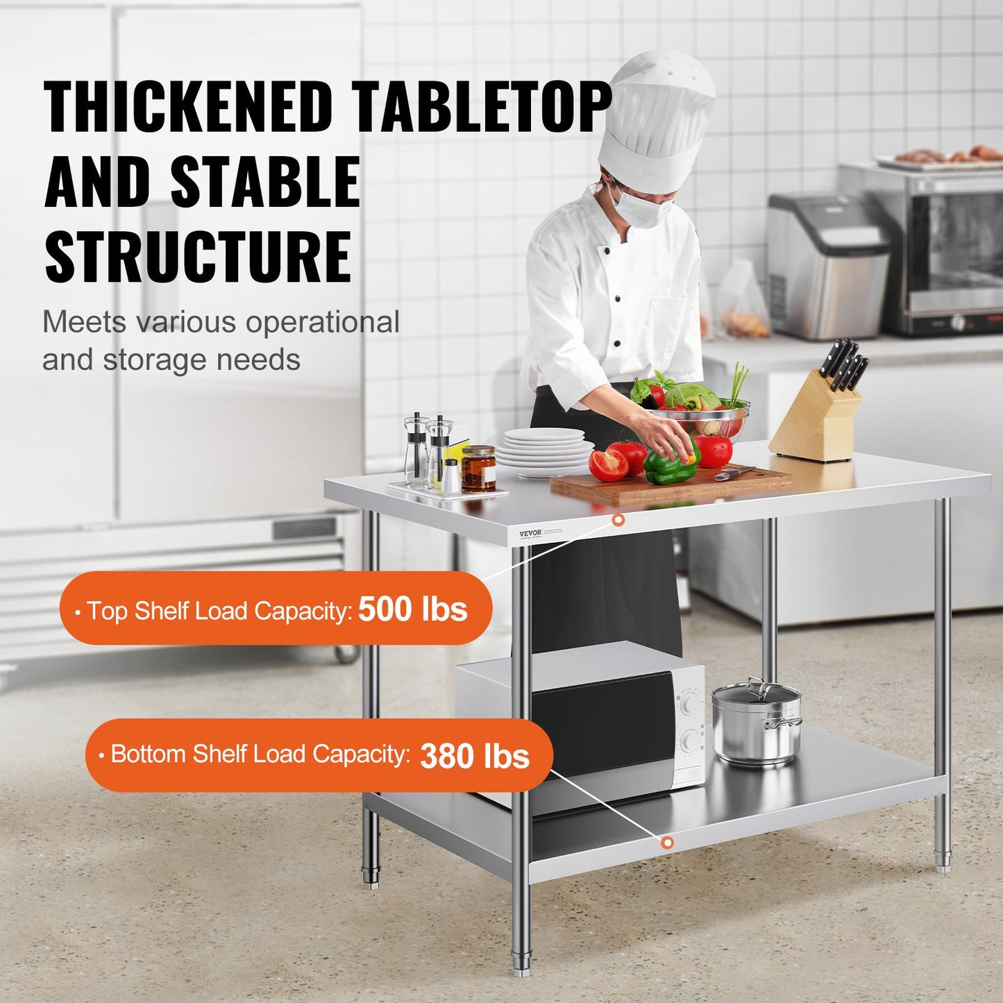 Heavy Duty Stainless Steel Prep Table - 30 x 48 x 34 Inch