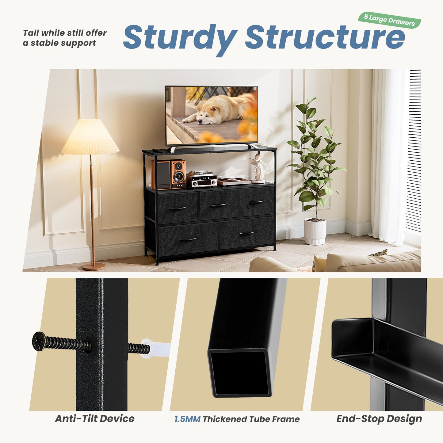 Tall Fabric Storage Tower with Wooden Top for Kids' Rooms