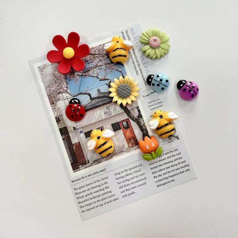 Cartoon Flower Refrigerator Magnets Set - 10 Resin Magnet Decor