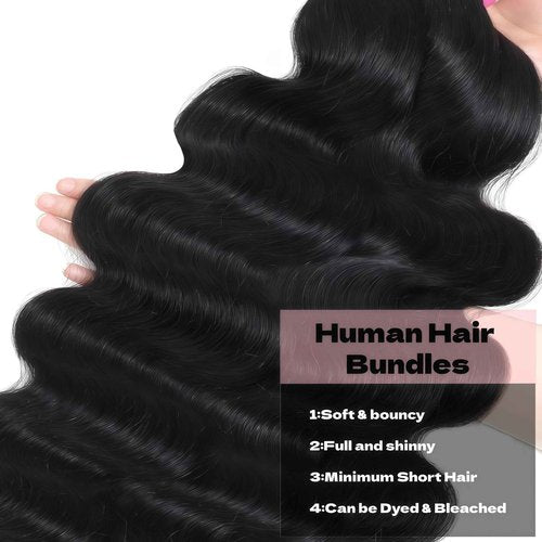 KODRHAR Bundles Human Hair Body Wave 18 20 22 Inch Bundles Human Hair 12A Grade Brazilian Virgin Raw Weave Bundles Human hair 3 Bundles Body Wave Human Hair Extensions for Women Natural Black