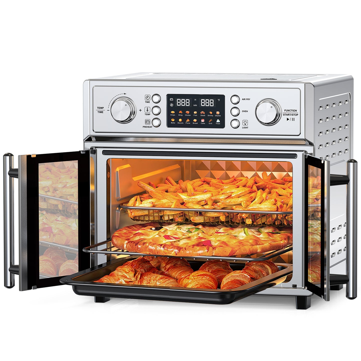 29.5QT Digital French Door Air Fryer Toaster Oven - 14 Presets, Stainless Steel