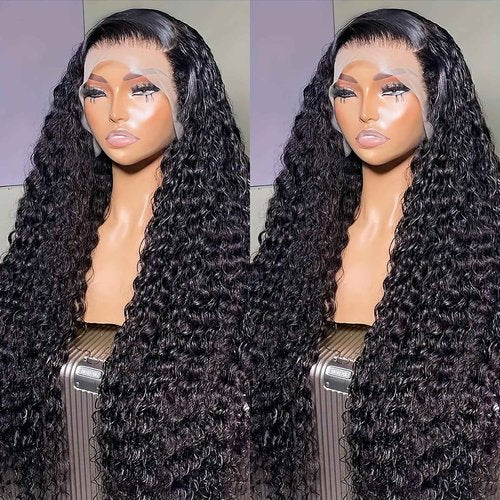 TOYERE 30 Inch 13x6 Deep Wave HD Lace Frontal Wigs Human Hair Natural Black Color Pre Plucked with Baby Hair Natural Hairline