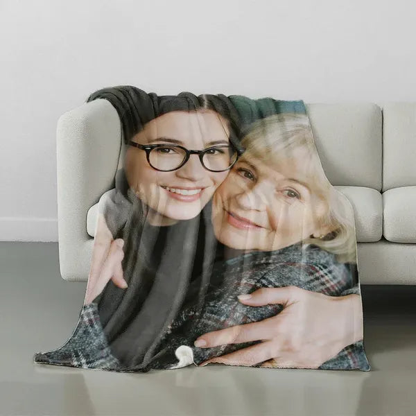 Custom Photo Flannel Blanket - Personalized Gift for Mother's Day