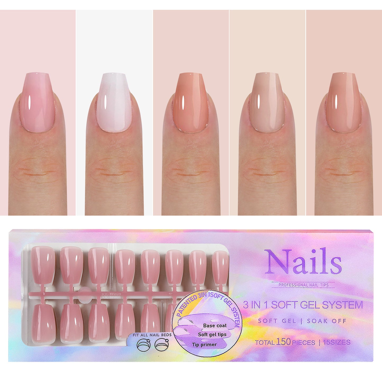 Manicure Nail Art & Wear Armor Set - French Seamless Detachable Tips