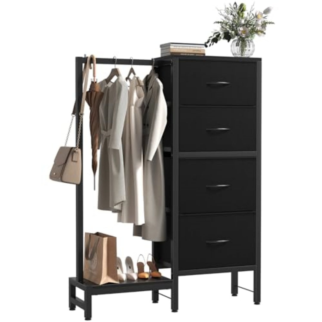 4-in-1 Storage Set with Clothing Rack, Shoe Rack, and Bag Hook