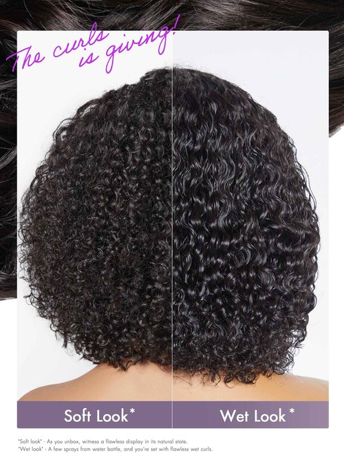 LUVME HAIR 8" Curly Glueless Wigs Human Hair Pre Cut/Plucked, Undetectable HD Lace Wig Ready to Go Lace Bob Wig Short Curly 180 Density