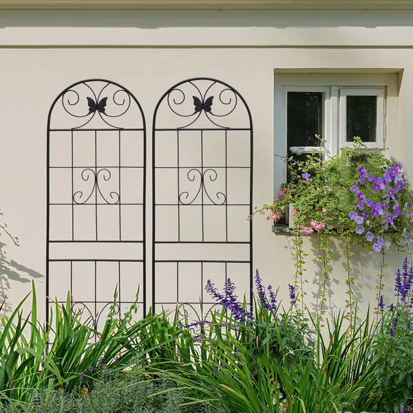 Metal Garden Trellis 71" x 19.7" - 2 Pack, Rustproof Black Support