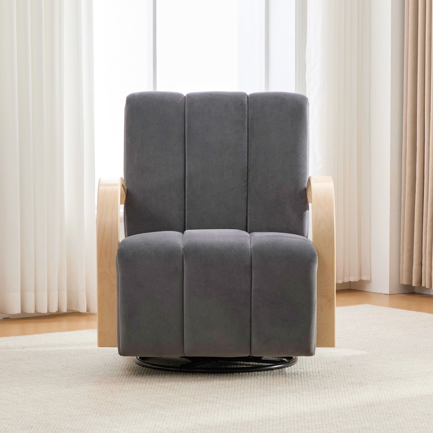30.7" Upholstered 360° Swivel Accent Chair - Charcoal