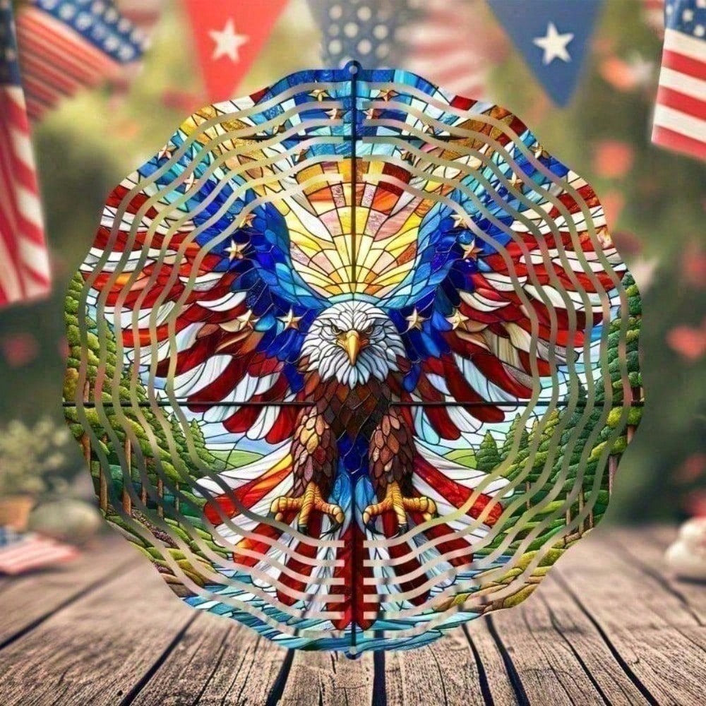 3D American Flag Wind Spinner - Patriotic Eagle Design