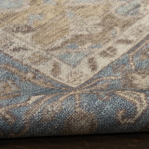 Nourison Home Vintage Washables Blue Green 2'2" x 8' Area Rug - Easy Clean, Non Shedding, Bed Room, Living Room, Dining Room, Kitchen (8' Runner)