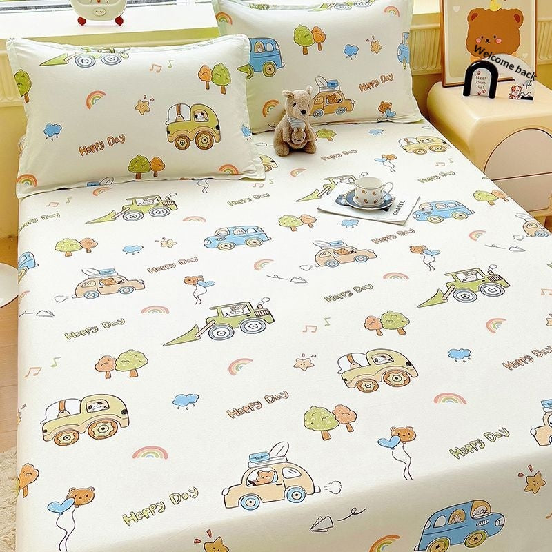 Children's Cartoon Bed Sheet and Pillowcase 3-Piece Bedding Set Multiple Sizes & Patterns