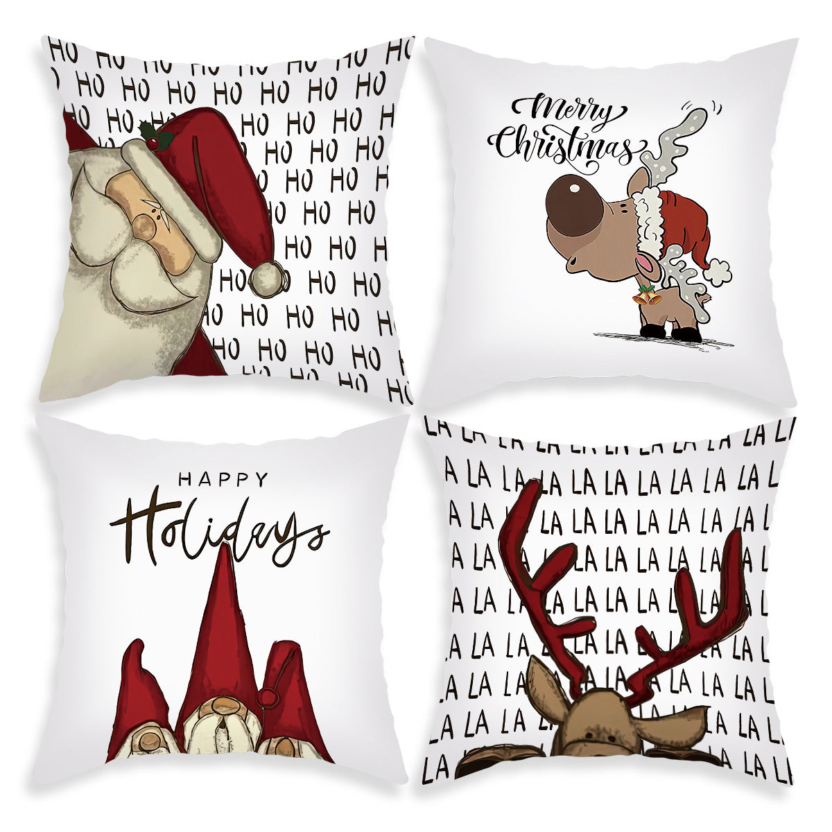 Holiday Cartoon Santa Claus Elk Pillow Cover 45x45cm Sofa Cushion Decor